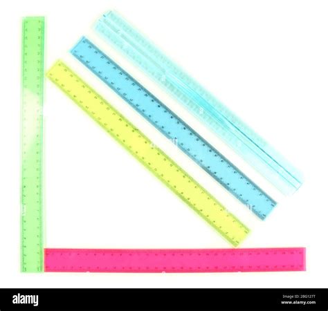 Plastic Rulers Isolated On White Stock Photo Alamy