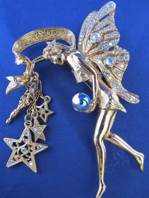 Vintage Kirks Folly Fairy Pin Crystal Rhinestone Kays Mermaid