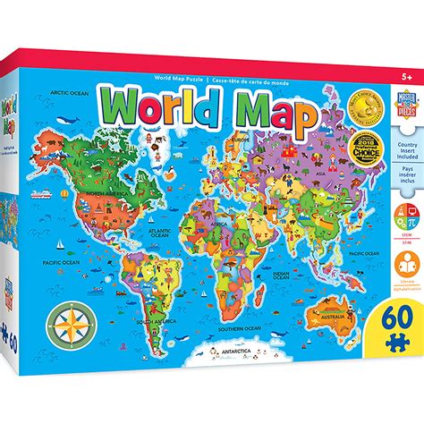 Masterpieces Edu Map Puzzles World Map 60 Piece Puzzle