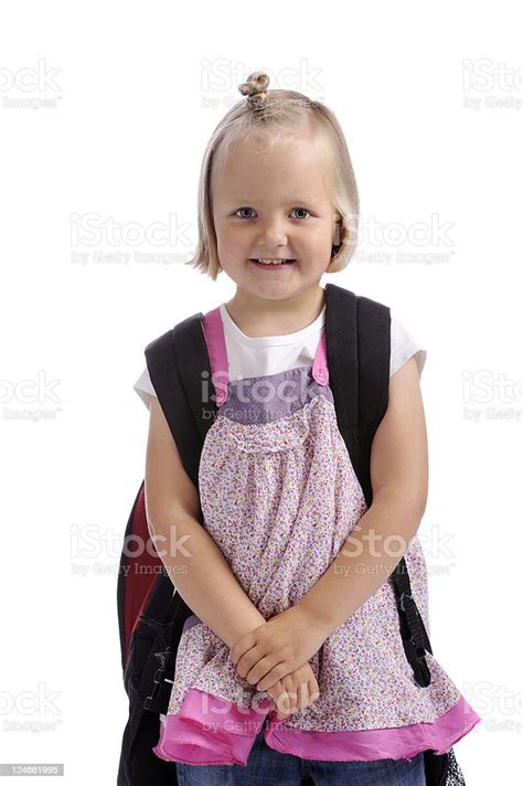 Happy Preschooler With Backpack Stock Photo Download Image Now