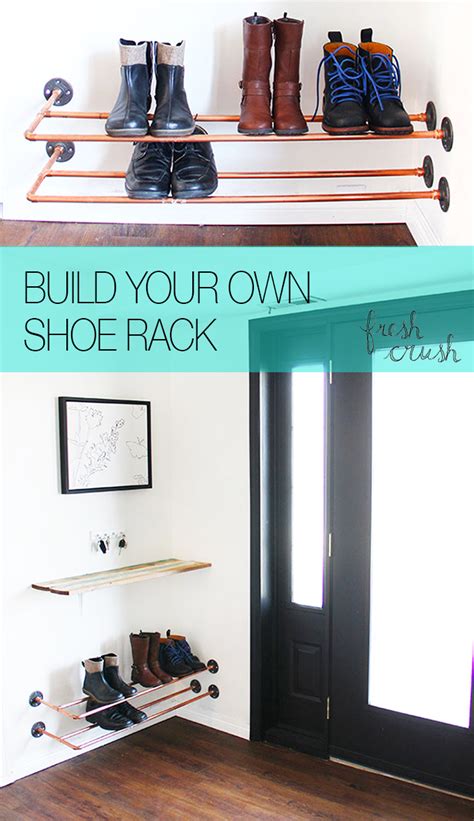 A diy floating clothing rack. DIY copper shoe rack how-to