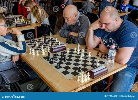 People Play Chess During Chess Competition In Chess Club Education
