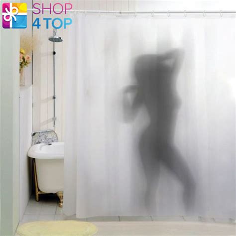 Sexy Naked Girl Woman Shadow Silhouette Bath Shower Curtain Bathroom