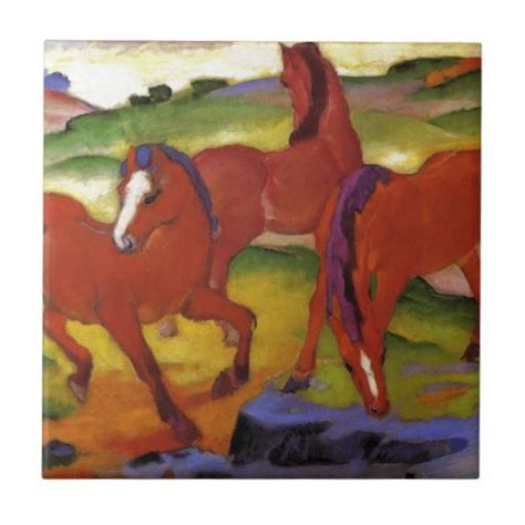 Grazing Horses Iv The Red Horses By Franz Marc Ceramic Tile Zazzle