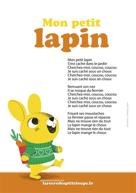 Mon petit lapin paroles de la comptine à télécharger gratuitement
