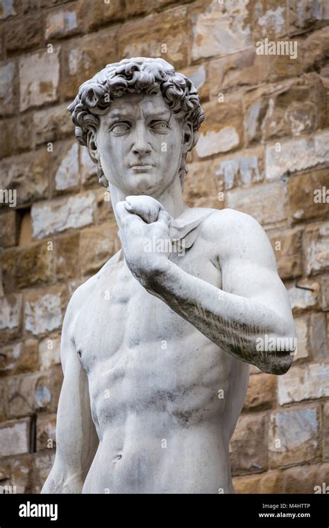 Marmor Statue David Von Michelangelo Vor Dem Palazzo Vecchio Piazza