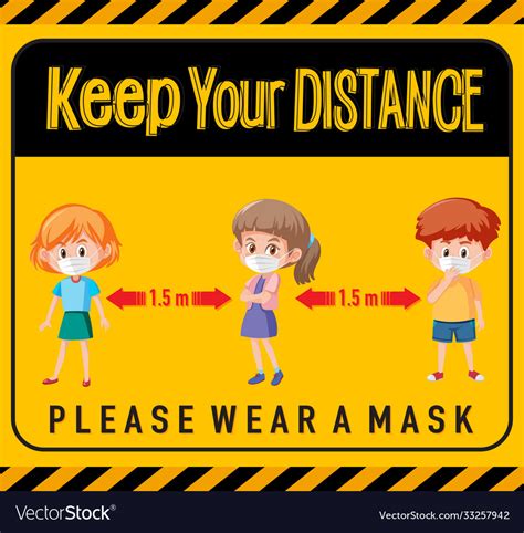 Keep Your Distance Or Social Distancing Sign Vector Image
