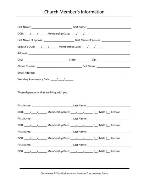 Church Member Information Form Fill Out Sign Online And Download Pdf