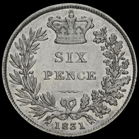 1831 William Iv Milled Silver Sixpence Aef