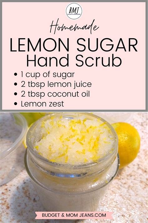 Homemade Lemon Sugar Hand Scrub Body Scrub Homemade Recipes Diy Sugar Scrub Recipe Diy Body