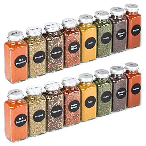 Swommoly 36 Glass Spice Jars With 396 Spice Labels Chalk Marker And