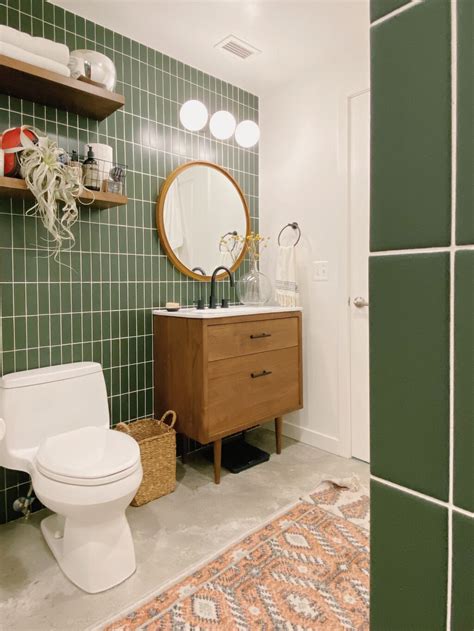 Hunter Green Contemporary Bathroom Fireclay Tile