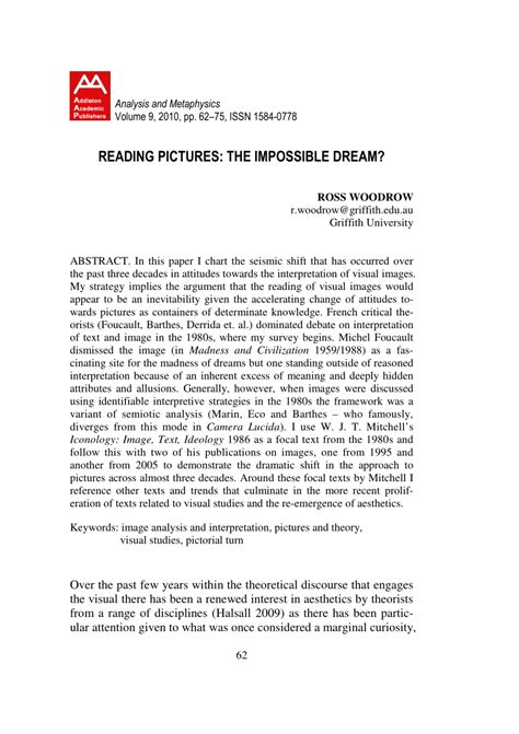 Pdf Reading Pictures The Impossible Dream