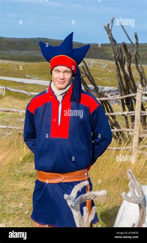 Honningsvag Norway Cruise Hurtigruten Sami Tribal Man In Costume With