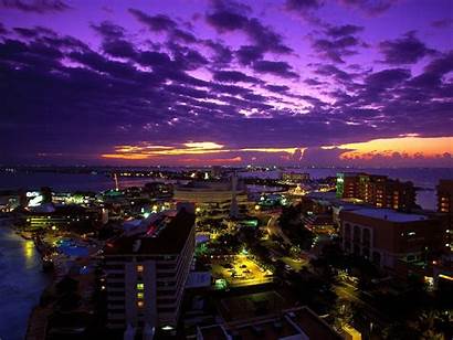 Cancun Night Town Sunset Mexico Twilight Lights