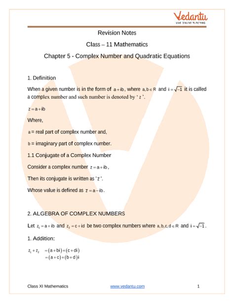 Complex Numbers And Quadratic Equations Class 11 Notes Cbse Maths