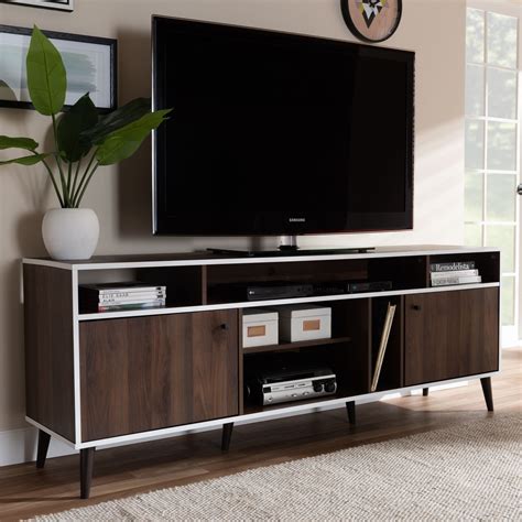 For something bolder, aim for moody modern with dark finishes and gold accents. Baxton Studio Marion Mid-Century Modern Brown and White ...