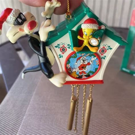 Looney Tunes Vintage Ornament Sylvester And Tweety Bird Clock Windchime