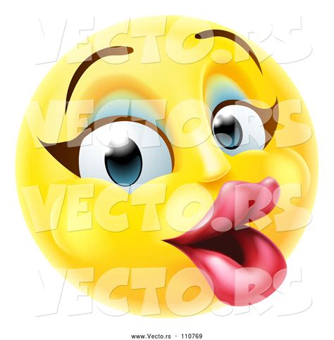 Vector Of Cartoon 3d Pretty Female Yellow Smiley Emoji Emoticon Face