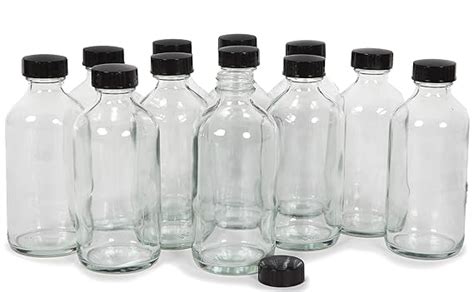 Vivaplex 12 Clear 8 Oz Glass Bottles With Lids Home And Kitchen