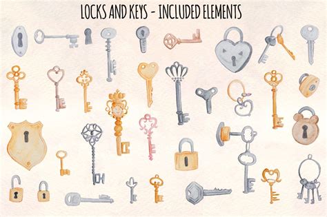34 Antique Style Locks and Keys - Illustration | Key drawings, Etsy