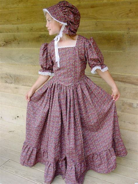 Handmade Historical Costumes Pioneer Girl American Colonial Girl Brown