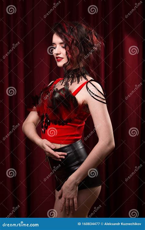 Portrait Of A Girl On A Red Background Stock Image Image Of Beautiful Erotic 160834477