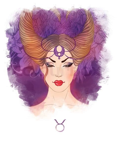 Illustration Of Taurus Astrological Sign As A Beautiful Girl Stock