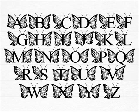 Butterfly Monogram SVG Alphabet Butterfly Alphabet Monogram - Etsy