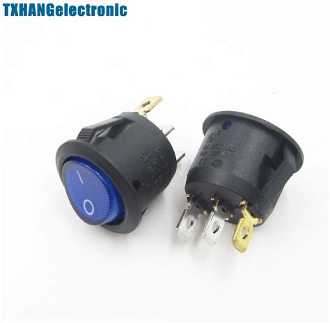 Pcs Mini Pin Round Spdt On Off Rocker Switch Snap In Blue Business Industrial Rocker Switches