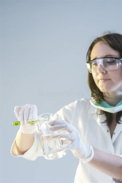 Female Laboratory Assistant In Protective Gloves During Scientific
