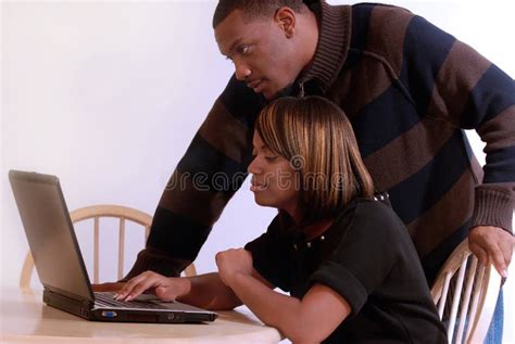 african american couple at the computer stock image image of view partner 11608595