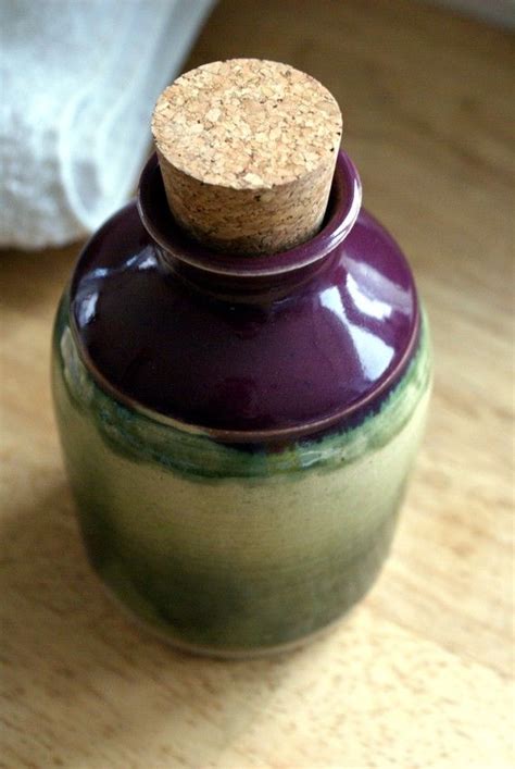 Pottery Oil And Vinegar Bottle With Natural By Littlewrenpottery