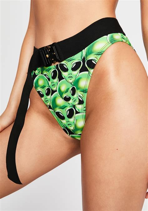 Jaded London Alien Print Belted Bikini Bottoms Dolls Kill