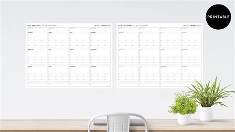 Printable Wall Calendars Instant Download Plan The Things
