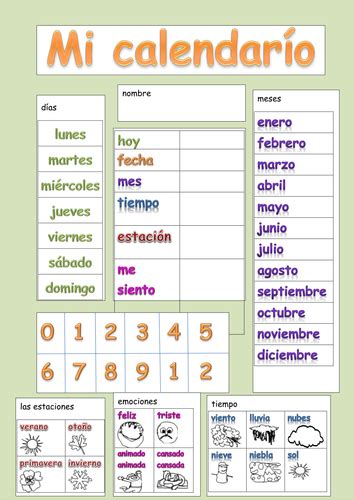 My Spanish Calendar Teaching Resources