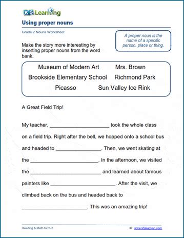 The worksheets for this concept are common and proper nouns, common and proper nouns, proper vs common nouns work, nouns, name reteaching common noun common and names any person, name. Proper nouns worksheets | K5 Learning