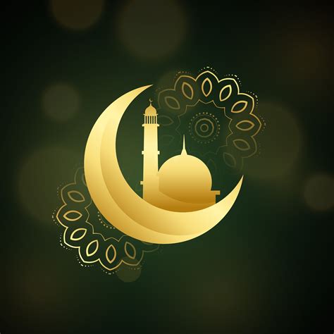Crescent Moon With Mosque For Islamic Festival Download Free Vector