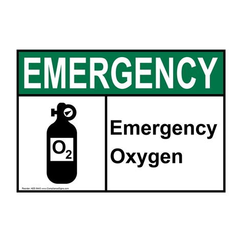 Ansi Emergency Emergency Oxygen Sign Aee 9443 Emergency Response