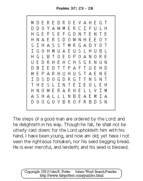John S Word Search Puzzles Psalms 37 23 26