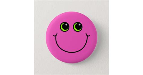 Pink Happy Emoji Face 6 Cm Round Badge Uk
