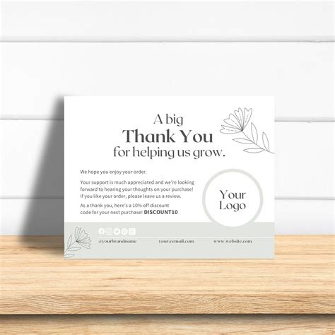 Boutique Thank You Cards Canva Thank You Card Template Etsy Canada