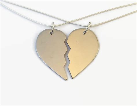 Matching Sterling Silver Half Heart Necklaces Half Heart Heart