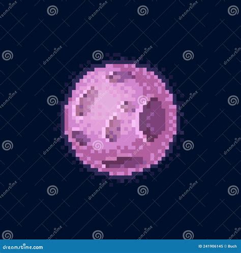 Pixel Space Planet Galaxy Globe Sphere With Crater Stock Vector