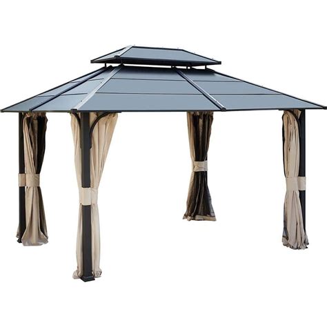 Erommy 10 Ft X 12 Ft Outdoor Double Roof Hardtop Gazebo Canopy