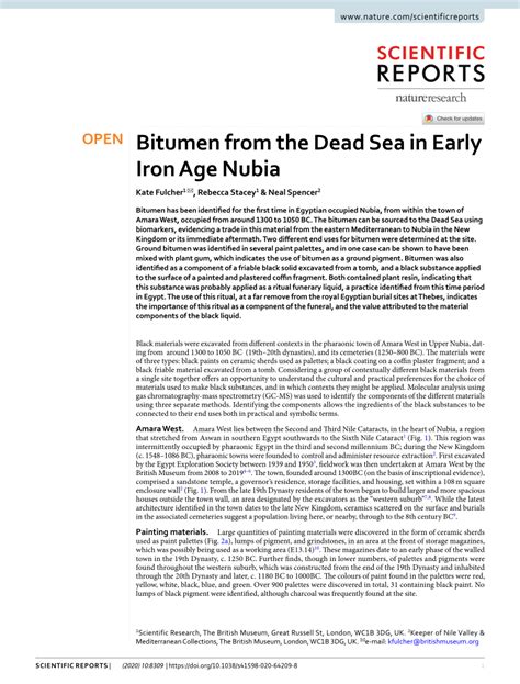 Pdf Bitumen From The Dead Sea In Early Iron Age Nubia