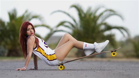Sexy Girl On A Skateboard Sports Poster Wallpaper Preview