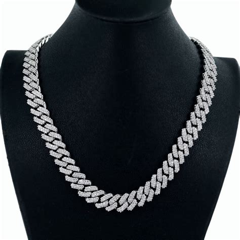 Vs1 Quality Moissanite Miami Cuban Link Chain Solid 925 Etsy