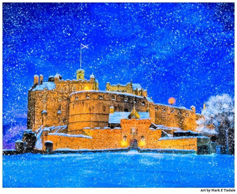 Snowy Edinburgh Castle Scottish Winter Art Print