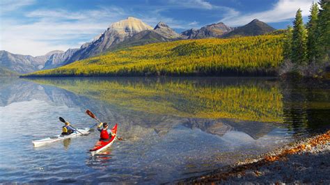 Kayaking On The Lake Wallpaper Nature And Landscape Wallpaper Better